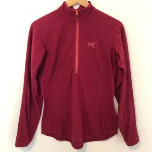 Arc'teryx magenta wicking half-zip base layer M